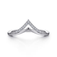14K White Gold Diamond Chevron Ring