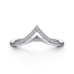 14K White Gold Diamond Chevron Ring