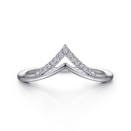 14K White Gold Diamond Chevron Ring