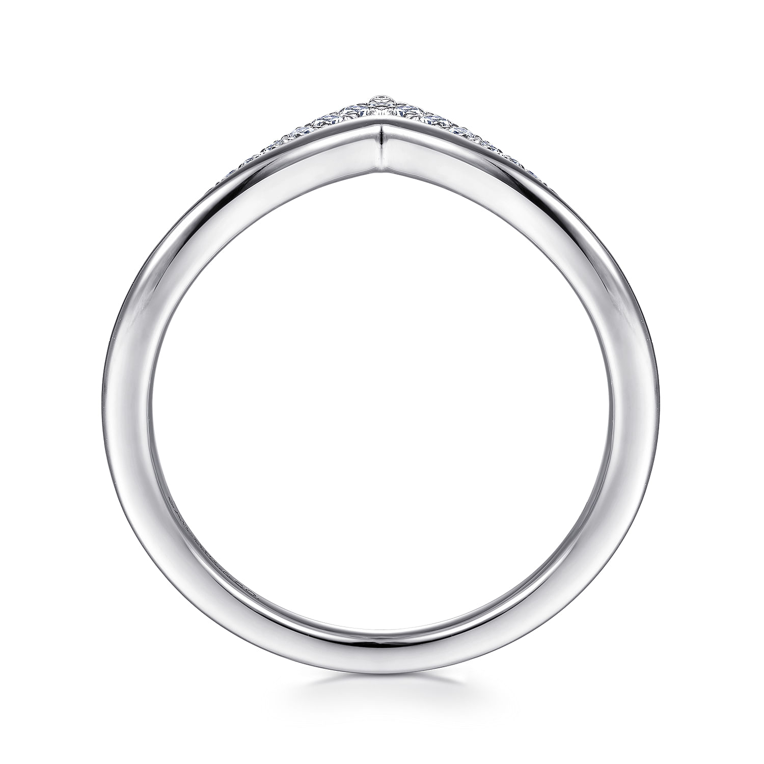 14K White Gold Diamond Chevron Ring