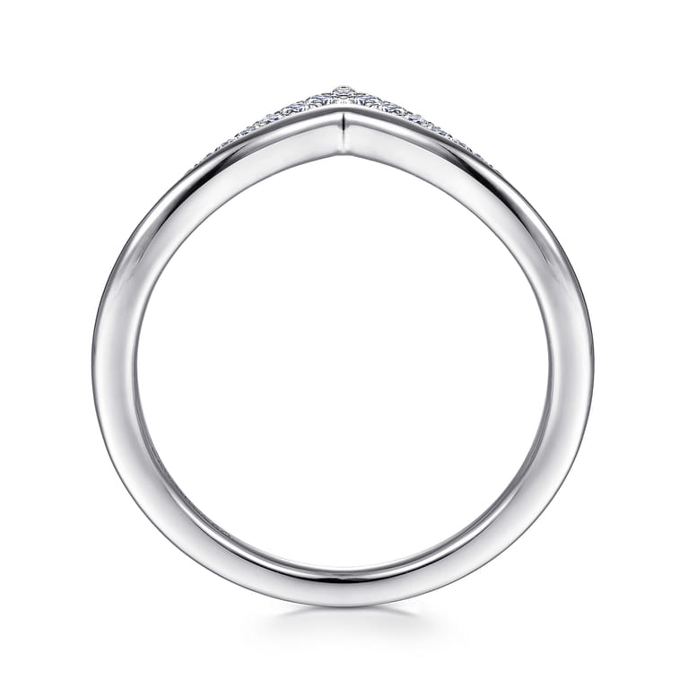 14K White Gold Diamond Chevron Ring - 0.06 ct - Shot 2