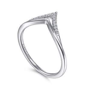 14K White Gold Diamond Chevron Ring