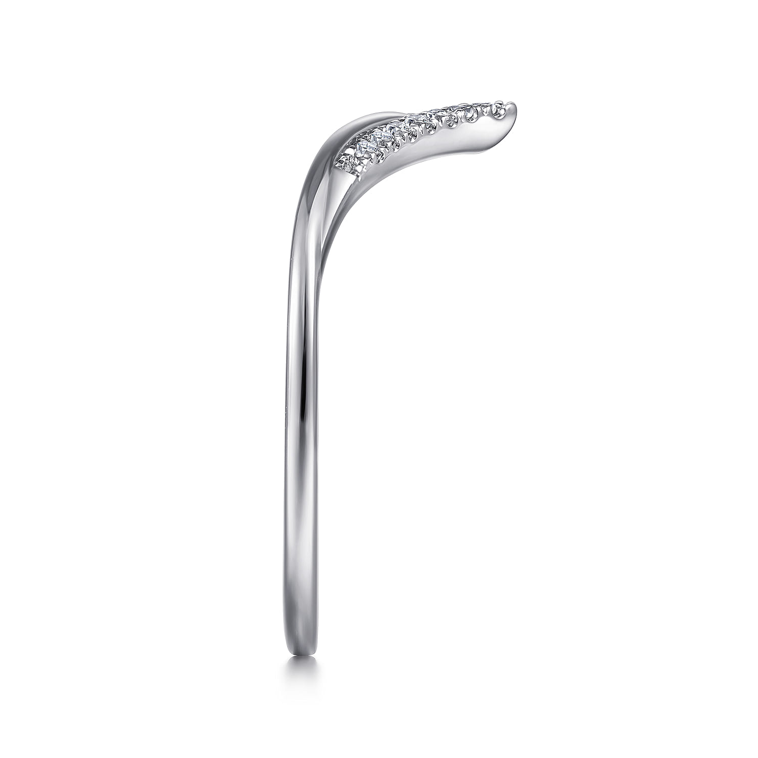 14K White Gold Diamond Chevron Ring