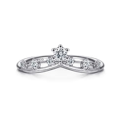 14K White Gold Diamond Chevron Ring