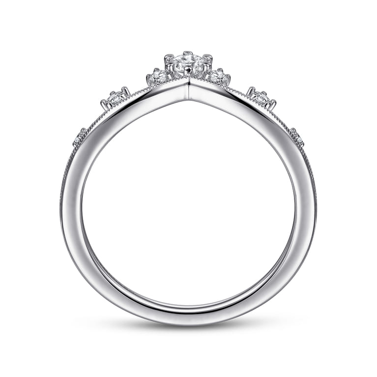 14K White Gold Diamond Chevron Ring - 0.2 ct - Shot 2