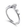 14K White Gold Diamond Chevron Ring - 0.2 ct