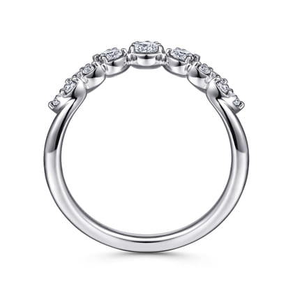14K White Gold Diamond Chevron Ring