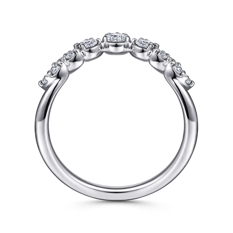 14K White Gold Diamond Chevron Ring - 0.4 ct - Shot 2
