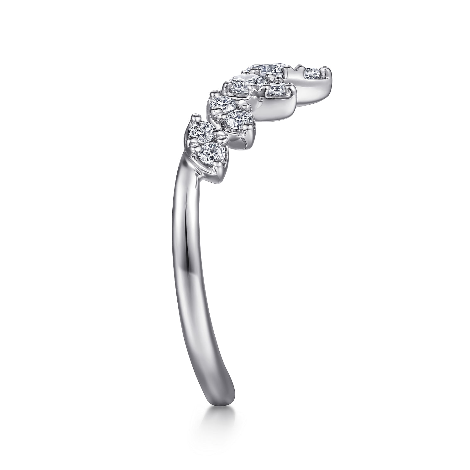 14K White Gold Diamond Chevron Ring