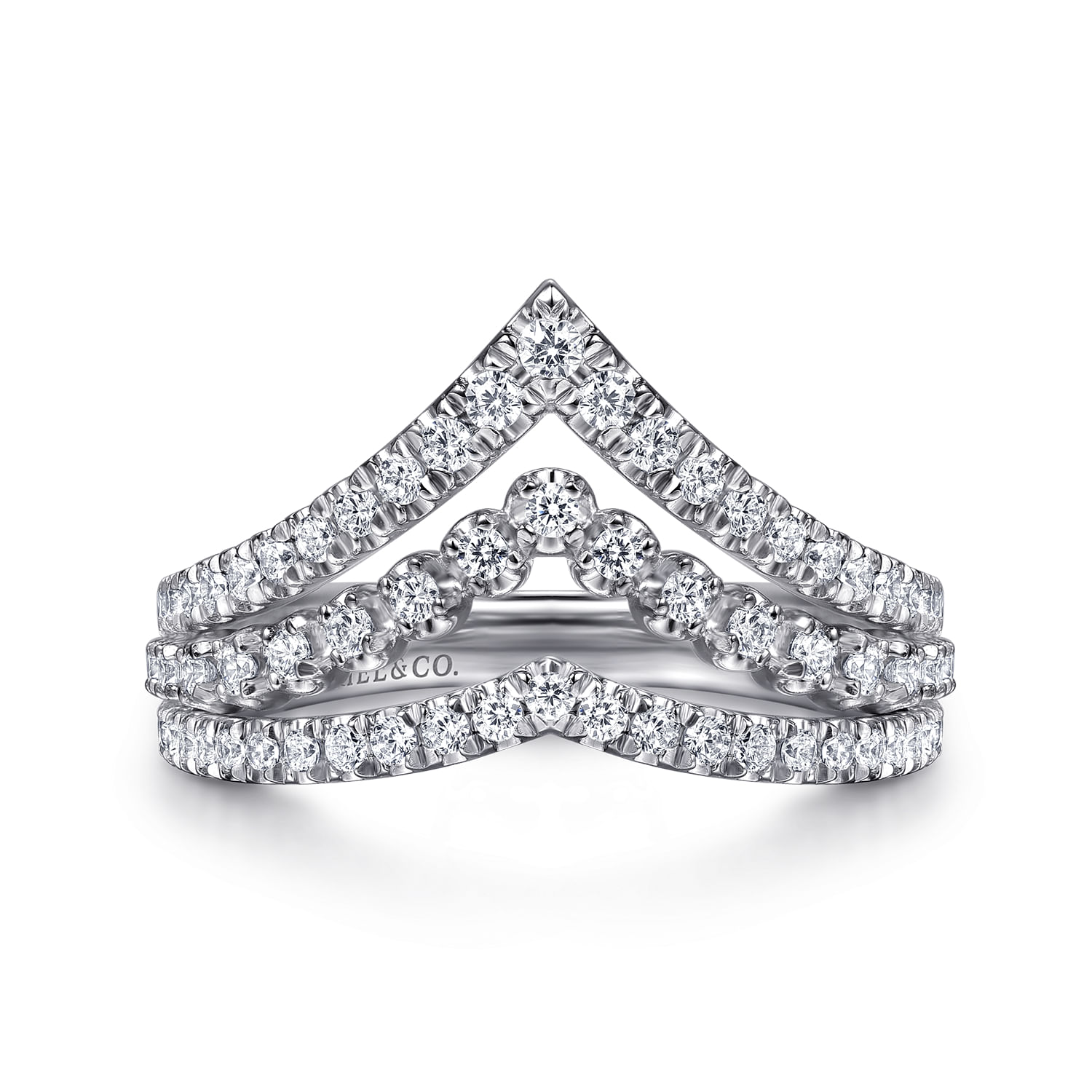 14K White Gold Diamond Chevron Ring