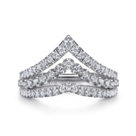 14K White Gold Diamond Chevron Ring