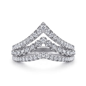 14K White Gold Diamond Chevron Ring