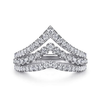 14K White Gold Diamond Chevron Ring