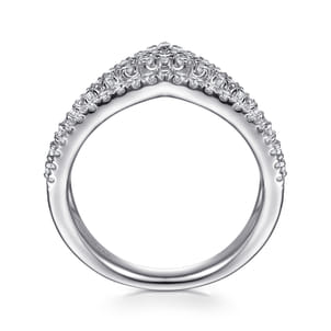 14K White Gold Diamond Chevron Ring