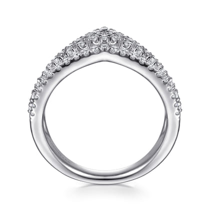 14K White Gold Diamond Chevron Ring