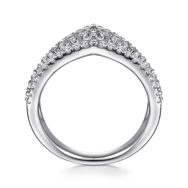 14K White Gold Diamond Chevron Ring - 0.54 ct - Shot 2