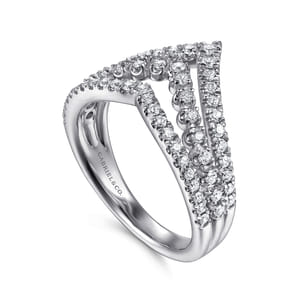 14K White Gold Diamond Chevron Ring