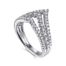 14K White Gold Diamond Chevron Ring - 0.54 ct