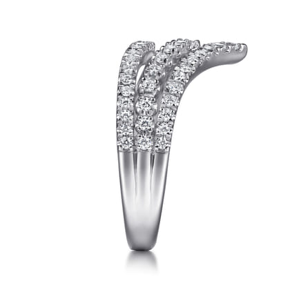 14K White Gold Diamond Chevron Ring
