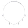 14K White Gold Diamond Choker Necklace with Diamond Spike Drops - 0.31 ct