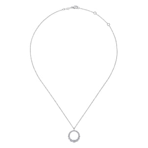 14K White Gold Diamond Circle Pendant Necklace