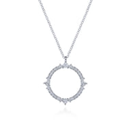 14K White Gold Diamond Circle Pendant Necklace