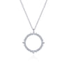 14K White Gold Diamond Circle Pendant Necklace - 0.45 ct