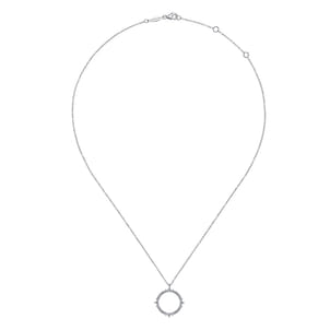 14K White Gold Diamond Circle Pendant Necklace