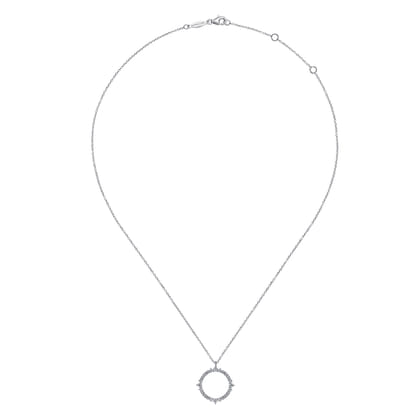 14K White Gold Diamond Circle Pendant Necklace