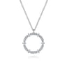 14K White Gold Diamond Circle Pendant Necklace - 0.35 ct