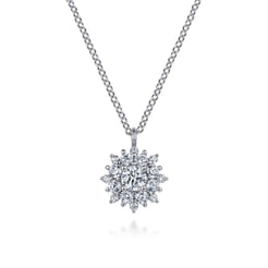 14K White Gold Diamond Class Pendant Necklace