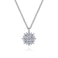 14K White Gold Diamond Class Pendant Necklace
