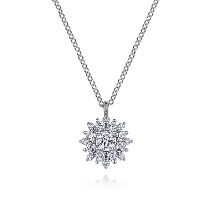 14K White Gold Diamond Class Pendant Necklace