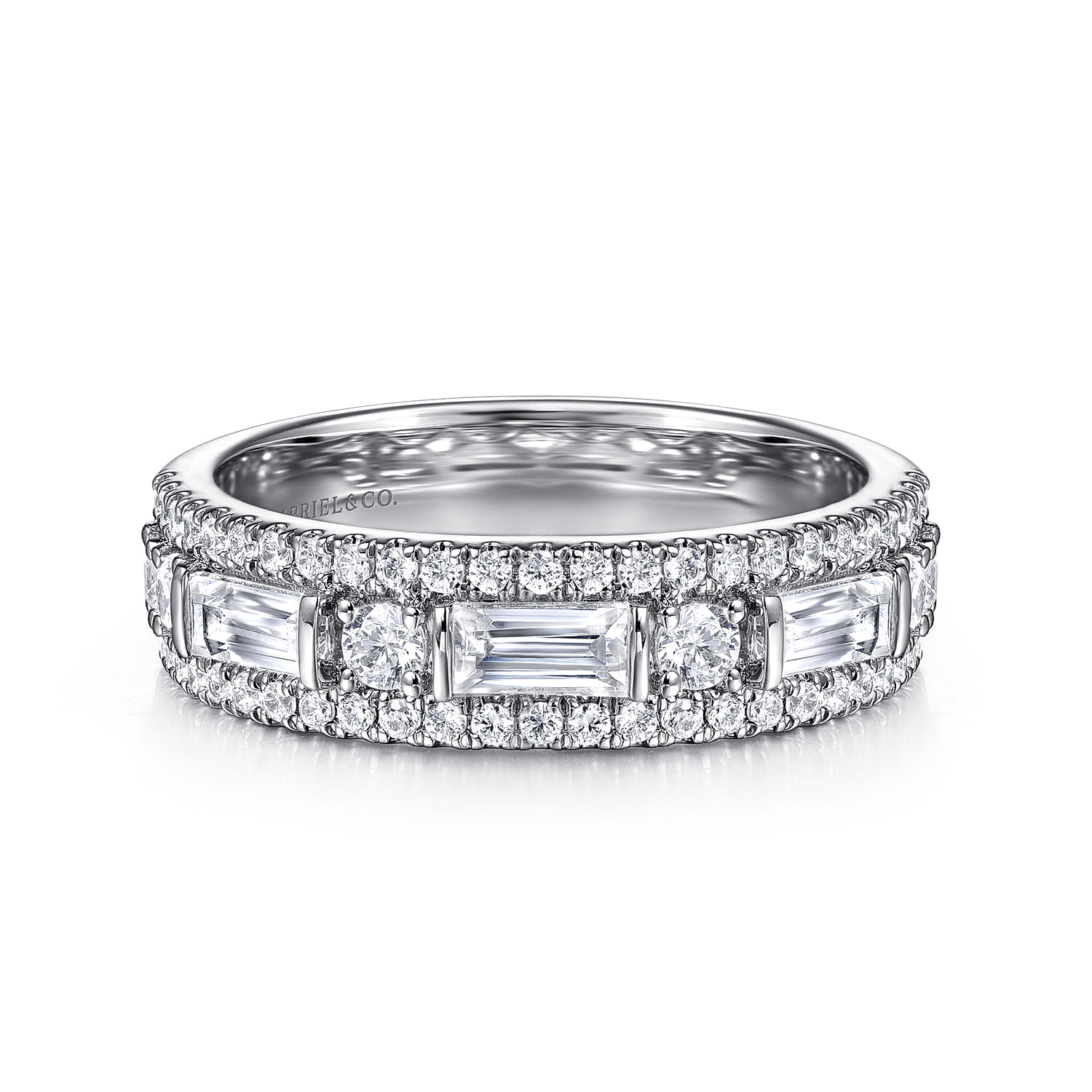 14K White Gold Diamond Classic Band Ring - 1 ct - Shot 1
