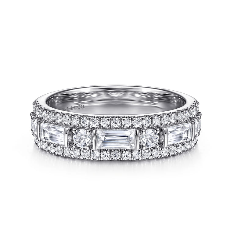 14K White Gold Diamond Classic Band Ring - 1 ct - Shot 1