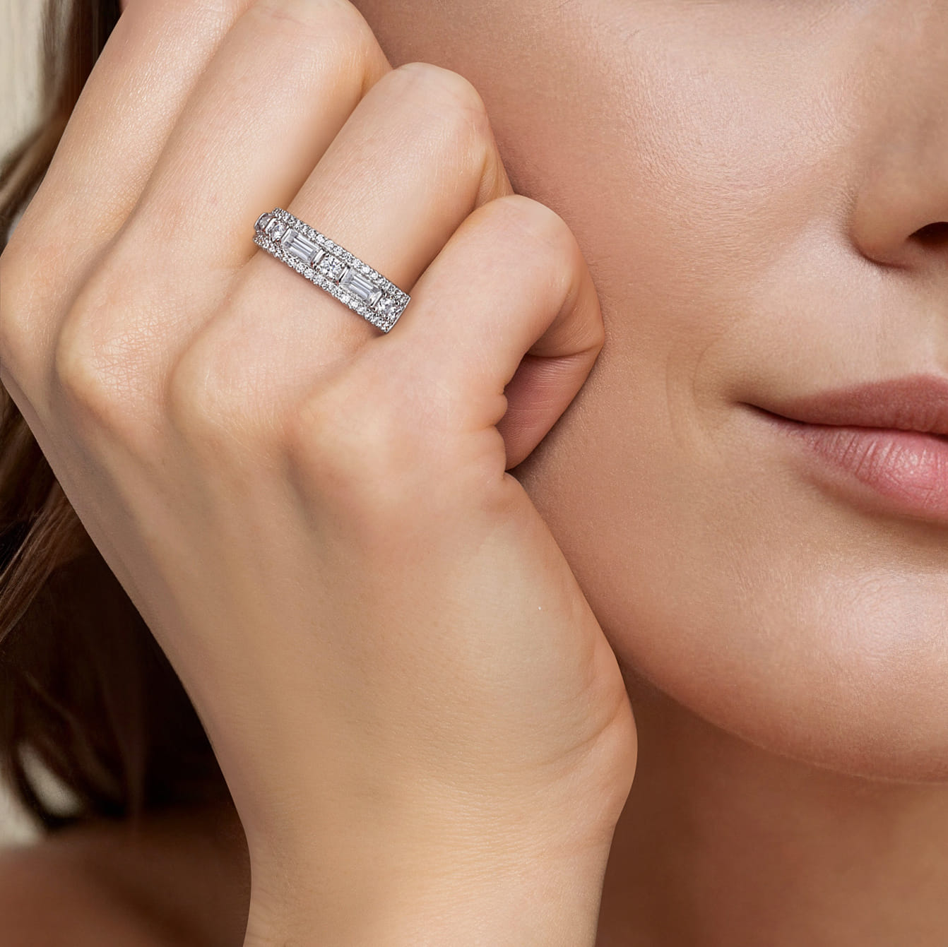 14K White Gold Diamond Classic Band Ring - 1 ct - Shot 6