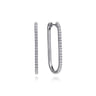 14K White Gold Diamond Classic Elongated Oval Hoop Earrings - 0.5 ct