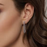 14K White Gold Diamond Classic Elongated Oval Hoop Earrings - 0.5 ct