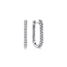 14K White Gold Diamond Classic Elongated Oval Hoop Earrings - 0.32 ct