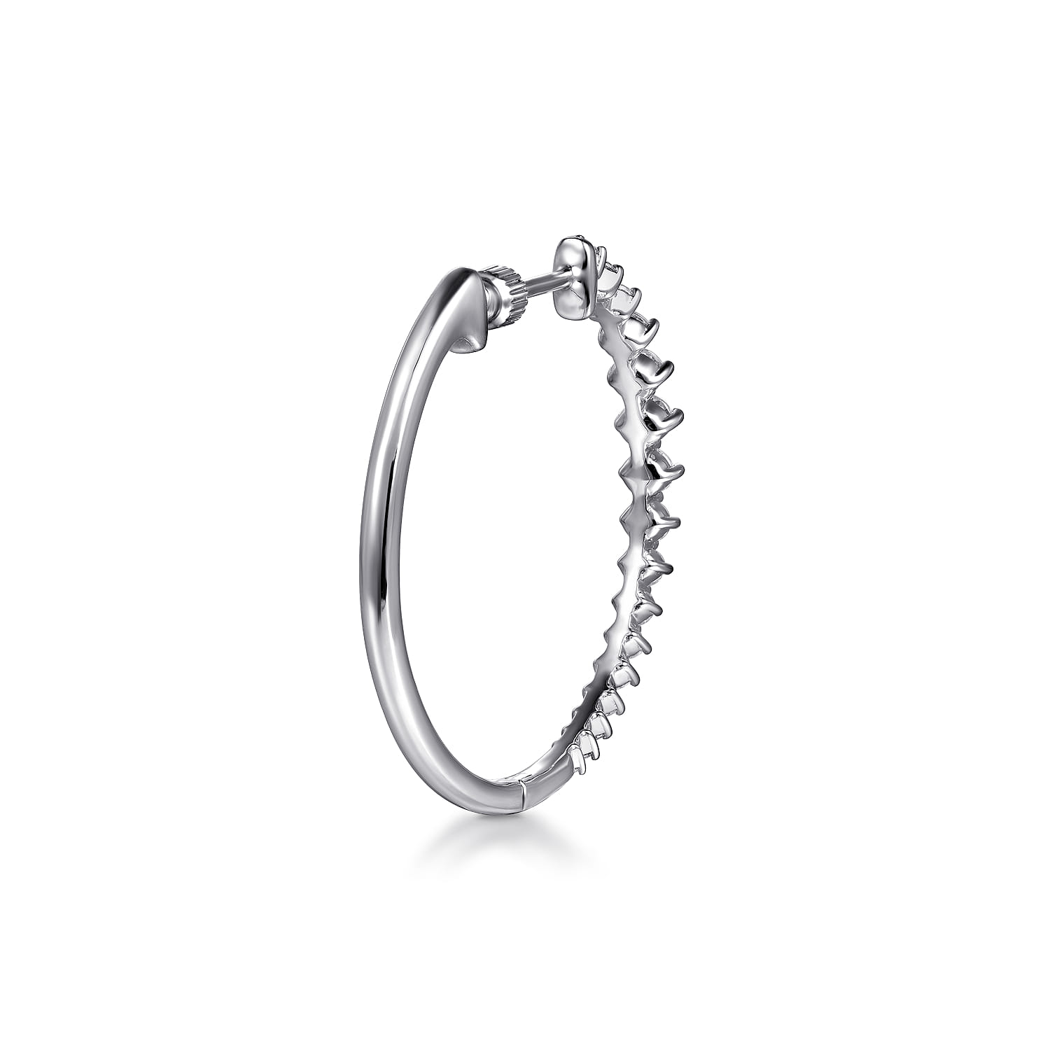 14K White Gold Diamond Classic Hoop Earrings - 1.25 ct - Shot 3
