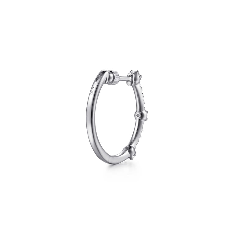 14K White Gold Diamond Classic Hoop Earrings - 0.4 ct - Shot 2