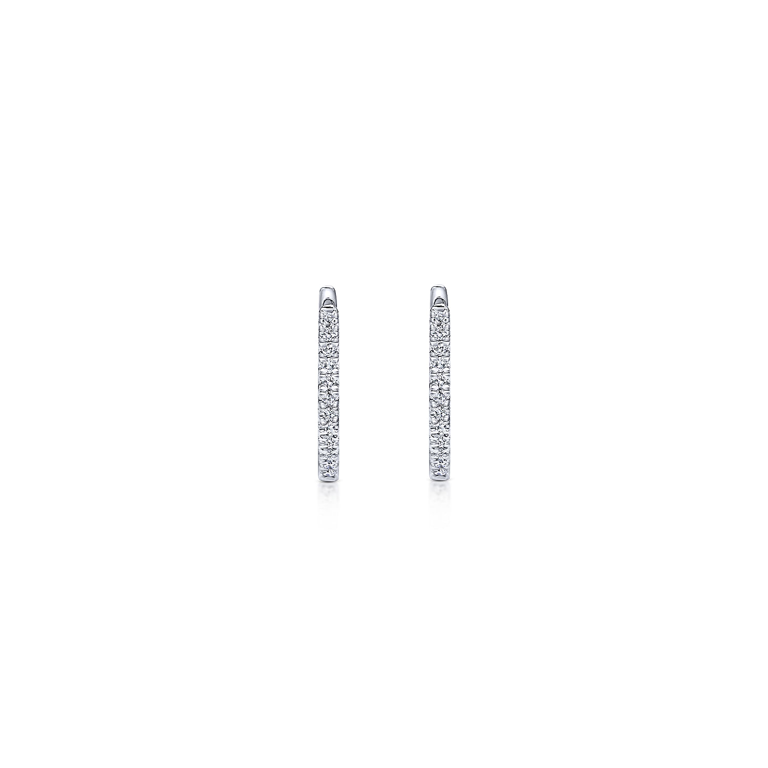 14K White Gold Diamond Classic Huggie Earrings in 15mm - 0.18 ct - Shot 3