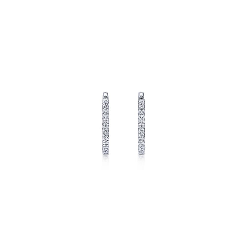 14K White Gold Diamond Classic Huggie Earrings in 15mm - 0.18 ct - Shot 3