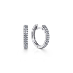 14K White Gold Diamond Classic Huggies