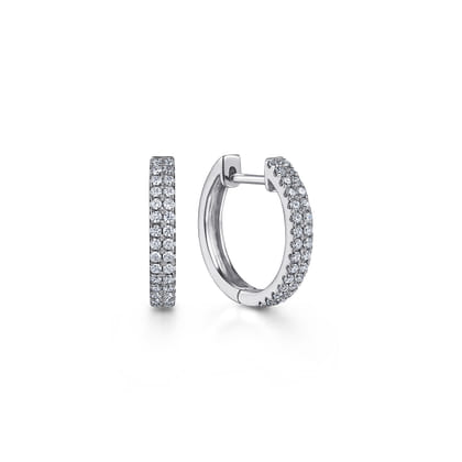14K White Gold Diamond Classic Huggies