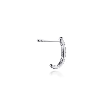 14K White Gold Diamond Classic J Hoop Earrings