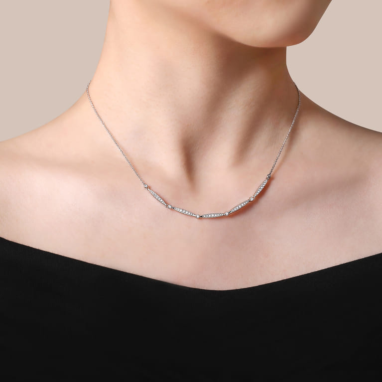 14K White Gold Diamond Classic Necklace - 0.4 ct - Shot 3