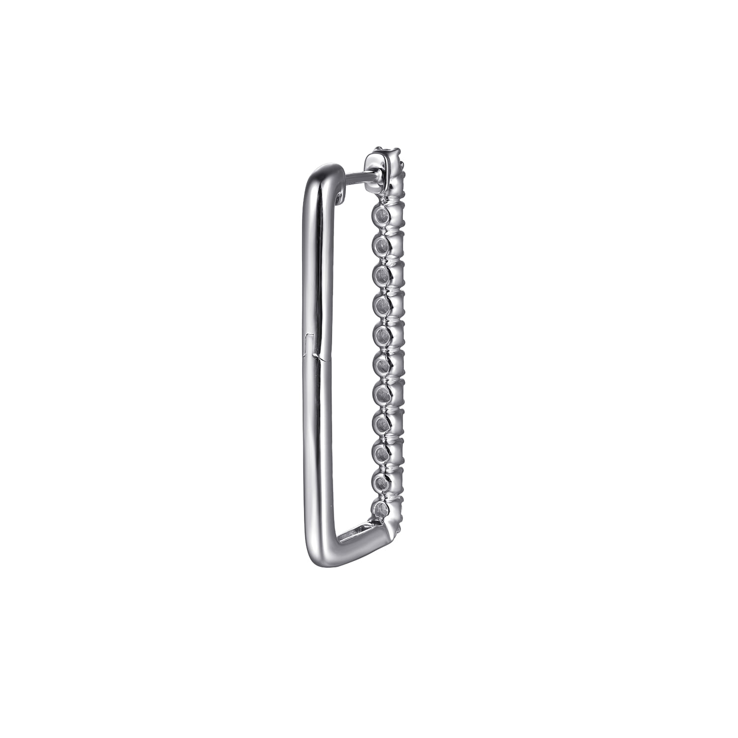 14K White Gold Diamond Classic Paperclip Hoop Earrings - 0.75 ct - Shot 3