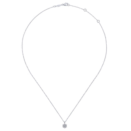 14K White Gold Diamond Classic Pendant Necklace