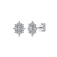 14K White Gold Diamond Classic Stud Earrings